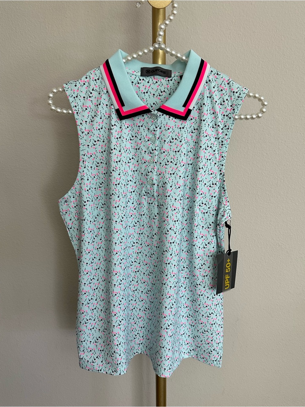 G/FORE Women's Aye Poppy Silky Tech Nylon Sleeveless Polo